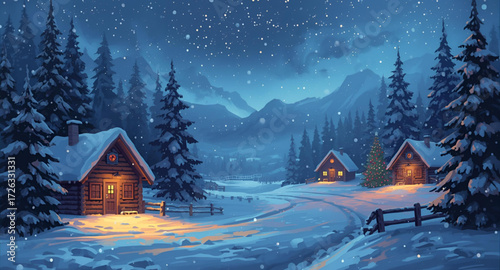 winter landscape with house