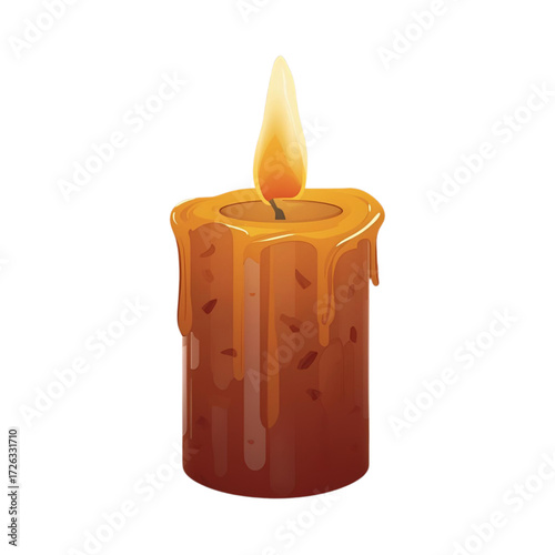 red candle on white background