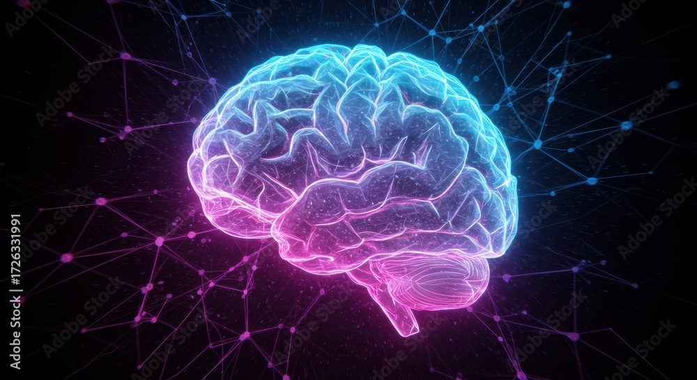 Obraz premium Exploring neural connectivity and brain function in virtual environment conceptual