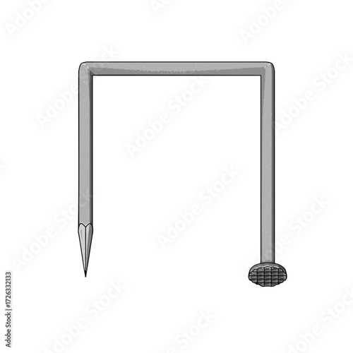 Nail or Hobnail Stainless Steel and Iron Pins on White Background. Construction and Wooden Work Equipment. Vector Illustration.