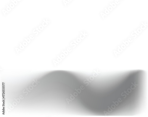 A soft, blurred grayscale wave pattern with a gentle curve against a stark white background. Subtle shading creates depth.