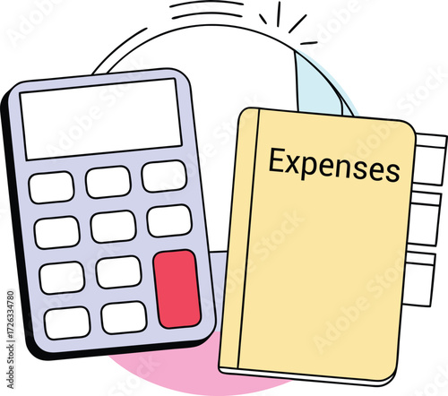 A calculator and an expense book on a desk, symbolizing the essential tools for effective financial planning and business budgeting.