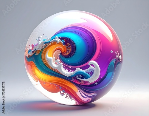 Abstract sphere with swirling colors
