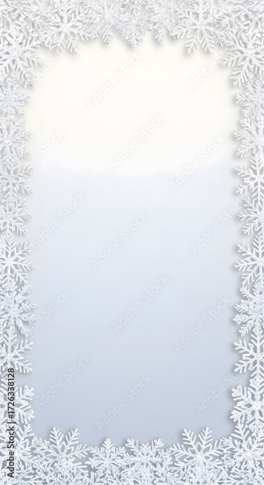 Fototapeta premium Winter Frame with Delicate Snowflake Border for Festive Celebrations