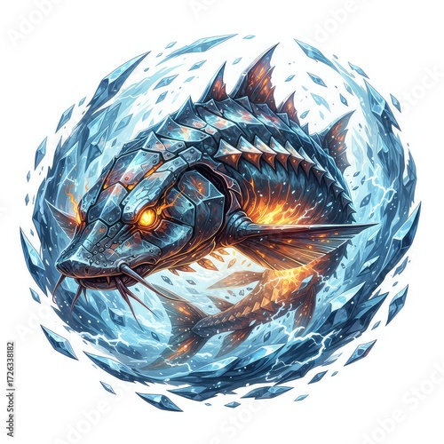 sturgeon fish artwork 3d digital illustration