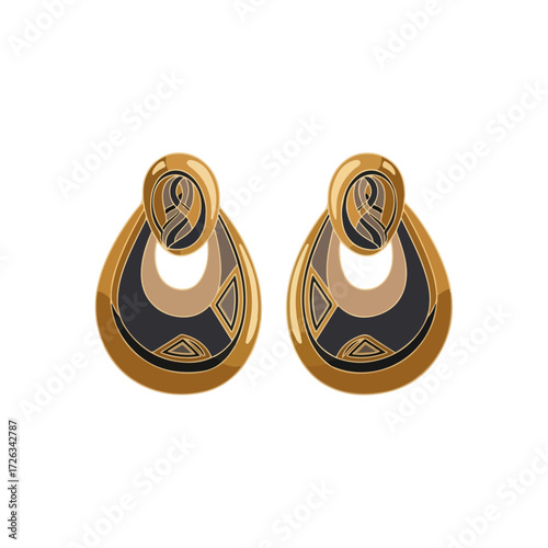 Earrings in Teardrop Shapes With Geometric Patterns