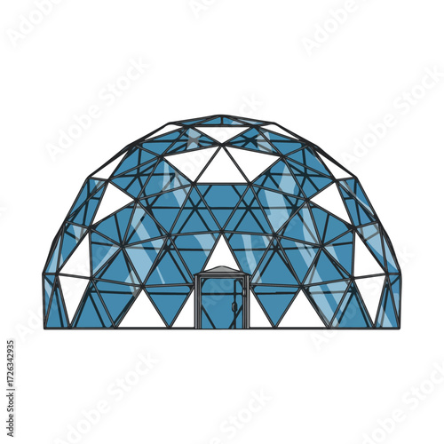 Geometric Dome Illustration With Triangular Panes