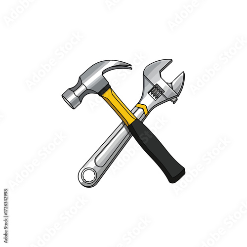 Hammer and Wrench Crossed Illustration