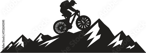 Mountain biking silhouette vector on white background.
