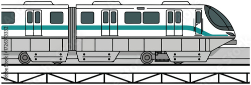 Modern Commuter Train Illustration on Track