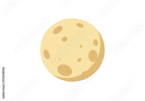 Round Moon with Craters in Minimalist Illustration