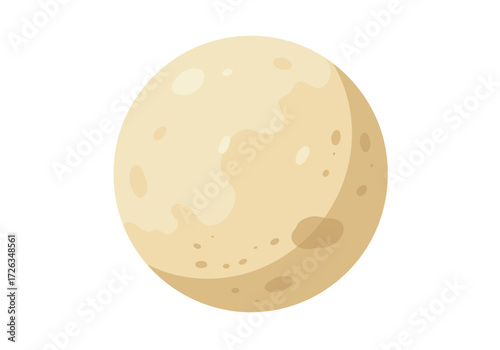 Stylized full moon illustration with craters on white
