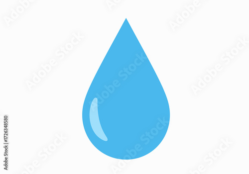 Clean Blue Water Droplet Isolated on White Background