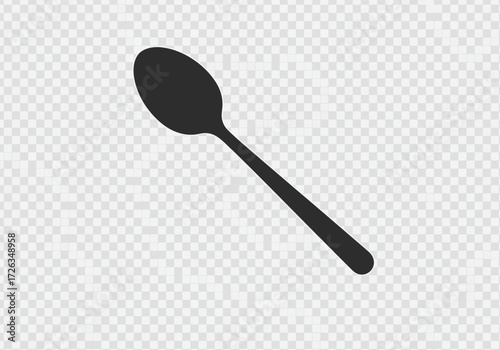 Dark Spoon on Light Background Flat Lay Composition