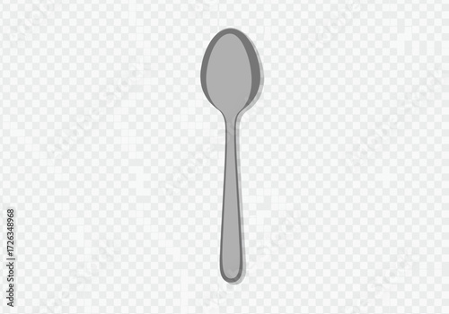 Vector illustration of a simple grey metal spoon cutout