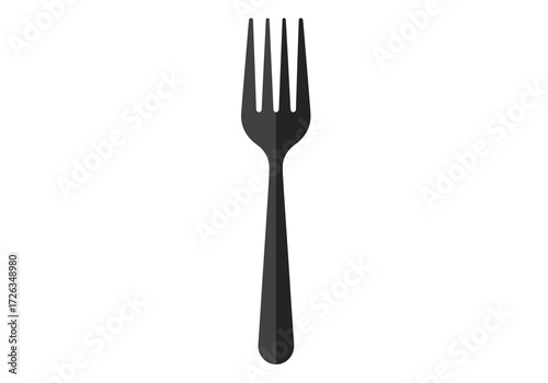 Sleek black dining fork isolated on a white background