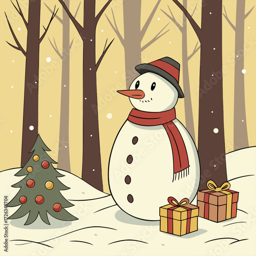 christmas card with snowman