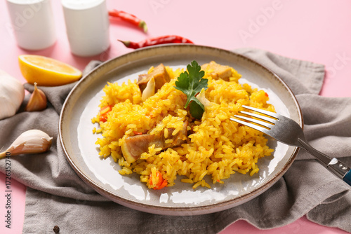 Delicious golden pilaf with...