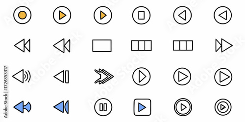 Modern collection of media player icons for intuitive navigation and control