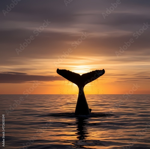 humback breaching near icebergs 
