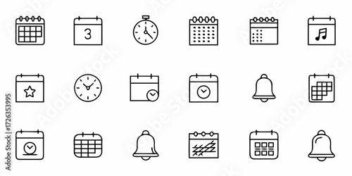 Organize your life with stylish calendar and clock icons for planning and reminders