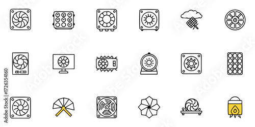 Dynamic cooling solutions and technology icons for innovation and engineering projects