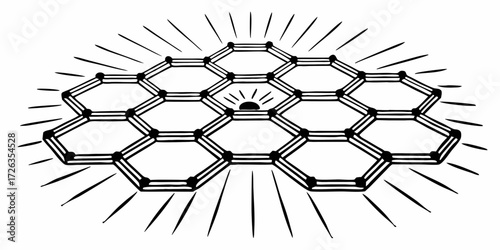 Graphene structure radiating light symbolizing innovation and scientific discovery in advanced materials