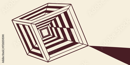 Abstract geometric tunnel perspective with bold stripes creating a captivating sense of depth and motion.