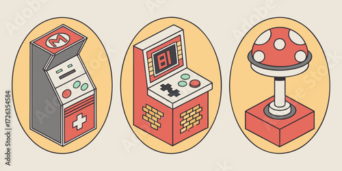 Retro gaming arcade collection for nostalgic fun, pixel art, vintage consoles, and classic games entertainment