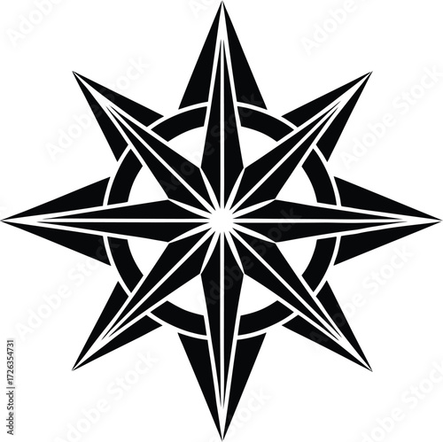 Compass Rose Vector | Nautical Star Navigation Symbol