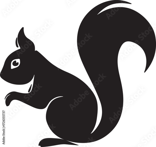 Vector art of squirrel silhouette vector illustration, cute animal icon
