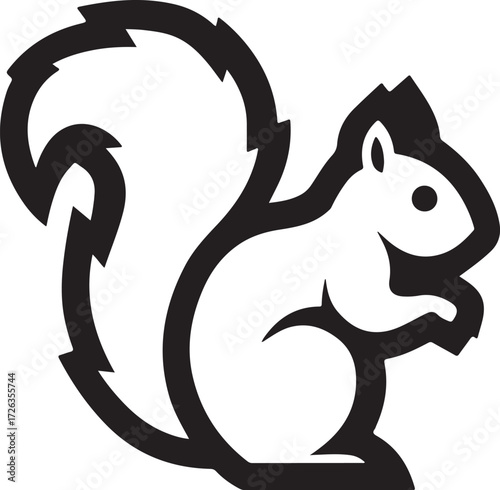 Vector art of squirrel silhouette vector illustration, cute animal icon
