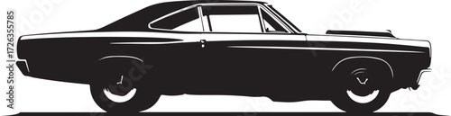 Vector art of silhouette of a classic muscle car, side view
