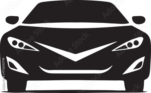 Vector art of front view of a modern car silhouette
