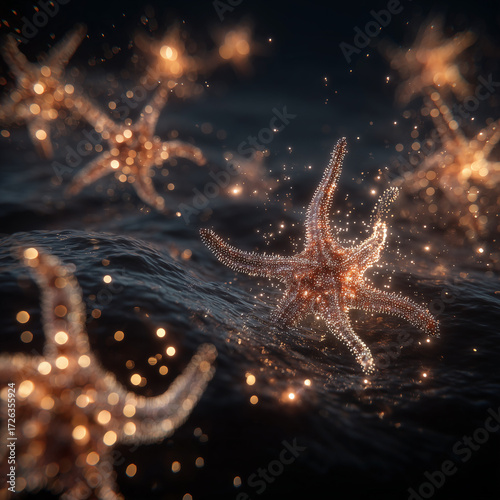 sea star on black