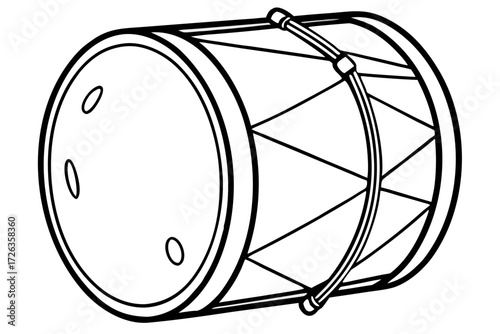Simple line art drum. Percussion instrument. Monochrome. Vector. Musical instrument.