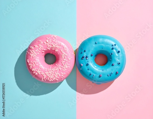 Sweet and Stylish Donuts on a Dual-Tone Background