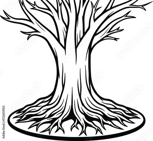 Vector silhouette Yggdrasil tree world tree Norse mythology Illustrator