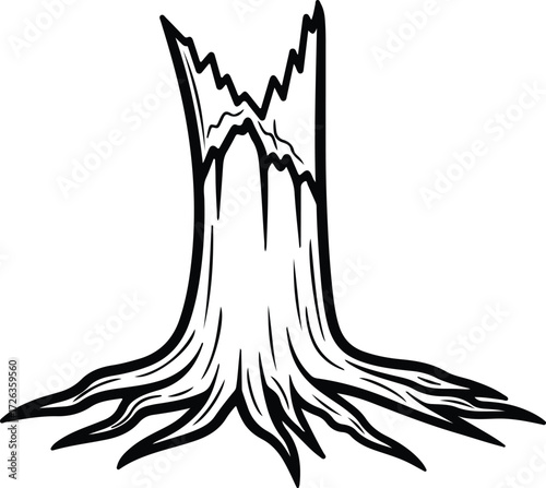 Vector Tree stump abstract graphic black and white silhouette Illustrator