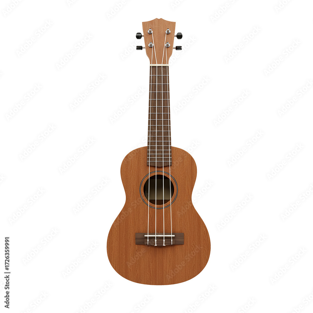 Obraz premium Brown ukulele guitar on transparent background PNG Generative AI