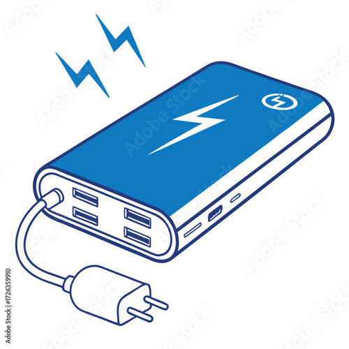 Power Bank Illustration: A dynamic illustration showcases a sleek power bank, ready to charge and energize devices.