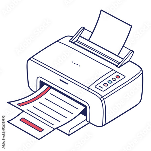 Inkjet Printer in Action: A modern inkjet printer diligently churning out a vital document, the fresh print.