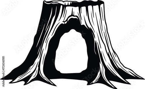 Vector tree stump isolated log wood silhouette Illustrator