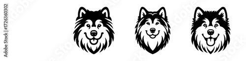 Modern Minimalist Akita Dog Head Portrait Proud Icon, Flat Silhouette of a Confident Pet Vector for Animal Illustration Design