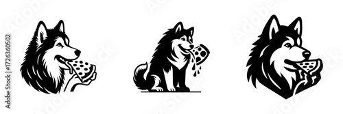 Modern Minimalist Akita Dog Icon, Flat Silhouette of a Pet Animal Vector for Food Illustration Design