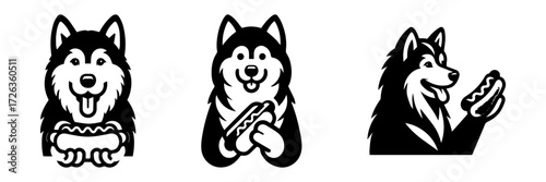 Modern Minimalist Akita Dog Icon, Flat Silhouette of a Pet Animal Vector for Snack Illustration Design
