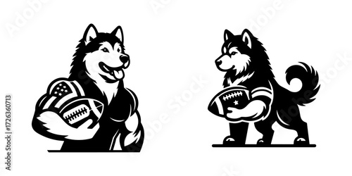 Modern Minimalist Akita Dog Icon, Flat Silhouette of a Pet Animal Vector for Sports Illustration Design