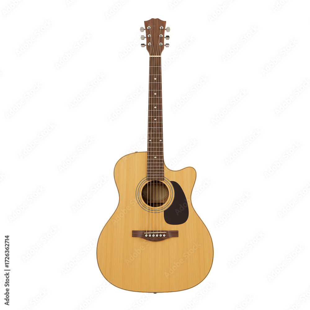 Obraz premium Acoustic guitar on transparent background PNG Generative AI