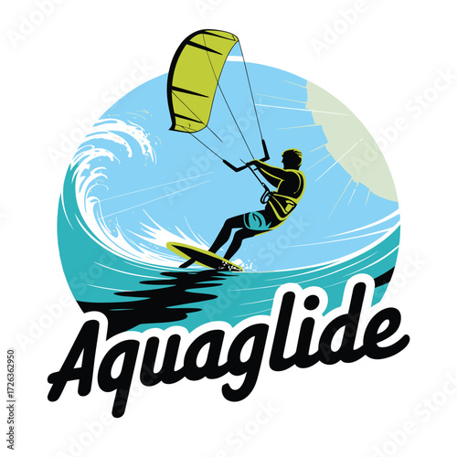 aquaglide kitesurfing water sport activity person riding waves summer ocean