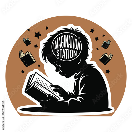Child reading a book igniting imagination station